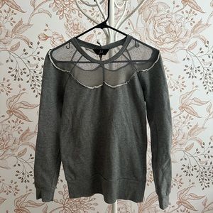 Grey sweatshirt with mesh cutout detail